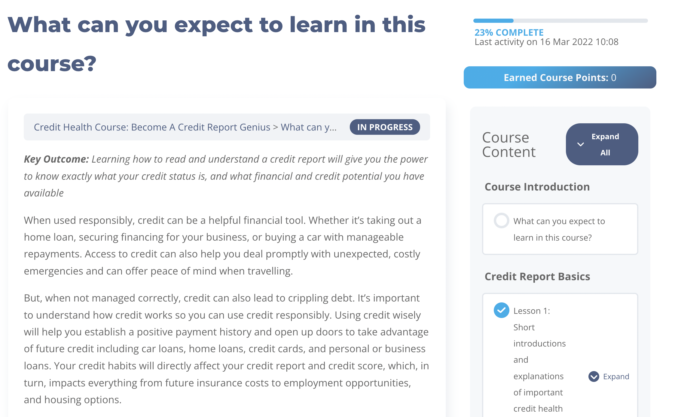 Fincheck Academy - Credit Health Course